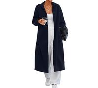 shownicer Strickjacke Damen Lang Leichte Cardigan mit Kapuze Langarm Oversized Strickmantel Open Front Jacke A Dunkelblau L