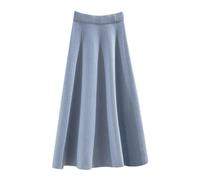 shownicer Strickrock Einfarbig Big Swing Gestrickter Faltenrock Elegante Röcke Frauen Herbst Winter Flauschiger Stretch A-Linie Rock Geeignet für Den Alltag D Blau Einheitsgröße