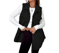 shownicer Teddy Fleece Weste Damen Ärmellose Fleeceweste Leicht Casual Plüschweste Warm Jacke A Schwarz XL