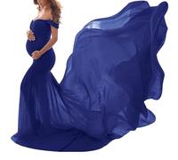shownicer Umstandskleid Schwangerschaftskleid Einfarbig Elegant Fotoshooting Schulterfreies Chiffonkleid Langes Schwanger Kleidung Festlich Hochzeit Maxi Abendkleider Umstandsmode
