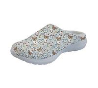 Showudesigns Damen Herren Hausschuhe Pantoffeln im Herbst und Winter für Drinnen Karikatur Krankenschwester Schuhe Bär Muster Grau Nurse Bear EU 40