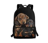 Showudesigns Schultasche für Jungen und Mädchen, 8-12, Mittelschulrucksack mit Seitentasche, Süßer Dackel, Einheitsgröße