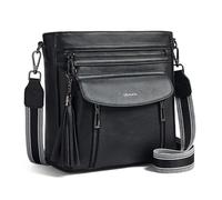 Shrrie Leder Crossbody Taschen für Frauen, mehrere Taschen Crossbody Tasche mit breitem Gürtel, Magnetische Snap Schultertaschen