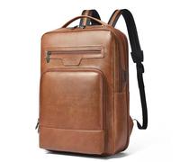 Shrrie Leder Laptop Rucksack für Frauen und Männer, 16 Zoll Computer Rucksack, 28 L erweiterbarer Reise Rucksack für die Arbeit Business