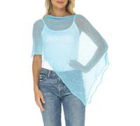 SHU-SHI Damen Poncho Leicht Sommer Transparenter Strick Poncho Schal & Cape, Sheer Cover Up, Pullover Poncho One Size, Boho Sommerponcho Damen