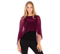 SHU-SHI Damen Poncho Leicht Sommer Transparenter Strick Poncho Schal & Cape, Sheer Cover Up, Pullover Poncho One Size, Boho Sommerponcho Damen