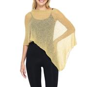SHU-SHI Damen Poncho Leicht Sommer Transparenter Strick Poncho Schal & Cape, Sheer Cover Up, Pullover Poncho One Size, Boho Sommerponcho Damen