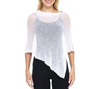SHU-SHI Damen Poncho Leicht Sommer Transparenter Strick Poncho Schal & Cape, Sheer Cover Up, Pullover Poncho One Size, Boho Sommerponcho Damen