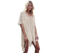 Shuanghao Damen Sommer Swimwear Beachwear Bikini Pareos Cover Up Strandkleider Leichte Spitze Lange Sexy Elegant Bademode Badeanzug Beach Kleider Tunika Shirt Boho Kimono Cardigan Damen