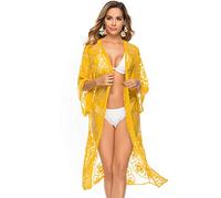 Shuanghao Damen Sommer Swimwear Beachwear Bikini Pareos Cover Up Strandkleider Leichte Spitze Lange Sexy Elegant Bademode Badeanzug Beach Kleider Tunika Shirt Boho Kimono Cardigan Damen