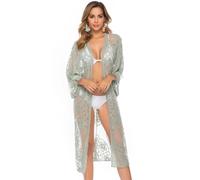 Shuanghao Damen Sommer Swimwear Beachwear Bikini Pareos Cover Up Strandkleider Leichte Spitze Lange Sexy Elegant Bademode Badeanzug Beach Kleider Tunika Shirt Boho Kimono Cardigan Damen