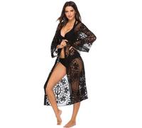 Shuanghao Damen Sommer Swimwear Beachwear Bikini Pareos Cover Up Strandkleider Leichte Spitze Lange Sexy Elegant Bademode Badeanzug Beach Kleider Tunika Shirt Boho Kimono Cardigan Damen