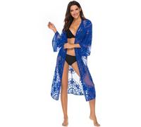 Shuanghao Damen Strandkleider Swimwear Beachwear Bikini Pareos Leichte Spitze Sexy Elegant Bademode Badeanzug Cover Up Sommer Beach Lange Kleider Tunika Shirt Boho Damen Kimono Cardigan