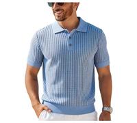 Shuanghao Herren Poloshirt Kurzarm Gestricktes Sommer Casual Freizeit,Business,Leichtes,Urlaub,Golf Sport Weich Komfort Atmungsaktiv Regular Fit Polohemd Knöpfe Kragen T-Shirt Herren hellblau XS