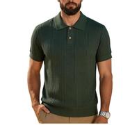 Shuanghao Herren Poloshirt Kurzarm Gestricktes Sommer Casual Freizeit,Business,Leichtes,Urlaub,Golf Sport Weich Komfort Atmungsaktiv Regular Fit Polohemd Knöpfe Kragen T-Shirt Herren dunkelgrün XS