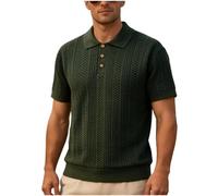 Shuanghao Herren Poloshirt Kurzarm Gestricktes Sommer Casual Freizeit,Business,Leichtes,Urlaub,Golf Sport Weich Komfort Atmungsaktiv Regular Fit Polohemd Knöpfe Kragen T-Shirt für Herren Grün XS