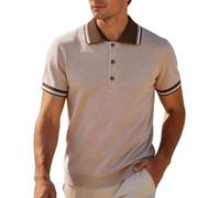 Shuanghao Herren Poloshirt Kurzarm Gestricktes Sommer Casual Freizeit,Business,Leichtes,Urlaub,Golf Sport Weich Komfort Atmungsaktiv Regular Fit Polohemd Knöpfe Kragen T-Shirt Herren Hellbraun XS