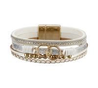 Shurhome Trendiges böhmisches Lederarmband für Damen, mehrschichtiges geflochtenes Design, verstellbares Armband, modisches Accessoire, verstellbares Armband