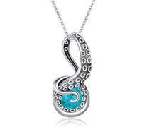 Shusukue Octopus Tentakel Halskette mit Türkis 925 Sterling Silber Octopus Anhänger für Frauen Blau Ozean Schmuck