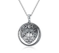 Shusukue Triple Moon Goddess Kette Dreifachmond-Göttin Halskette 925 Sterling Silber Lotus-Anhänger Heidnischer Mystik-Schmuck & Wicca-Amulett für Damen und Herren