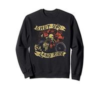 Shut Up And Ride Skull Motorcycle Gift Biker Grim Reaper Sweatshirt