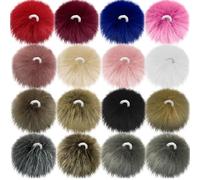 Shwdsy 16 Stück Bommel für Mütze, 10 cm Kunstfell Pompon, Farbenfroh Fellbommel für Mützen, Kunstfell Bommel, Weich und strapazierfähig, für Taschen, Hüte, Accessoires