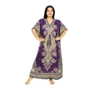 SHYAMVUN Damen-Kaftan-Tunika, Kimono, lang, Maxi-Party-Kleid für Loungewear, Urlaub, Nachtwäsche, Strand, Vertuschung, Kaftane, freie Größe, violett, L-XXL