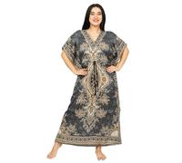 SHYAMVUN Damen-Kaftan-Tunika, Kimono, lang, Maxi-Party-Kleid für Loungewear, Urlaub, Nachtwäsche, Strand, Vertuschung, Kaftane, freie Größe, grau, L-XXL