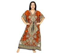 SHYAMVUN Damen-Kaftan-Tunika, Kimono, lang, Maxi-Party-Kleid für Loungewear, Urlaub, Nachtwäsche, Strand, Vertuschung, Kaftane, freie Größe, Orange, L-XXL