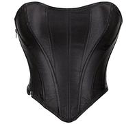 SHYMMUO Schwarzes Korsett-Top für Damen, Satin, Sommer, Ausgehen, trägerloses Bustier, bauchfreies Top für Party, Gothic, Halloween-Kostüme, Schwarzer Satin, X-Large