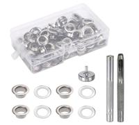 SHYSBV 100 Stück Ösen Set, 6 mm Metallösen mit Werkzeug - für DIY Kleidung, Leder, Zelt, Plane und Vorhänge, Aufbewahrungsbox, Silber