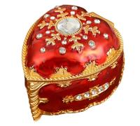 SHYYOULQE Kleine herzförmige Schmuckbox aus Zincs aus Legierung mit schützendem Futter, elegante Damen-Halsketten-Vitrine, herzförmige Schmuckschatulle