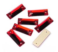 Siam Cosmic Baguette-Steine, flache Rückseite, Glitzer-Strass, zum Aufnähen, Kristall-Strasssteine für Kleider, Siam, 9 x 26 mm, 12 Stück