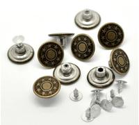 SiAura Material ® - 10 Sets Metallknöpfe/Jeansknöpfe, bronzefarben, Stern - Muster, Ø ca. 17mm, Stift 8mm