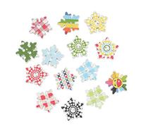 SiAura Material - 100 Stück Holzknöpfe Scrapbooking Weihnachten Schneeflocke 19mm x 18mm, zufällig gemischt, 2 Löcher I Zum Nähen, Basteln und Dekorieren