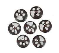 SiAura Material - 100 Stück Runde Holzknöpfe 15 mm, Dunkelbraun mit Pfotenmuster, 2 Löcher I Zum Nähen, Basteln und Dekorieren