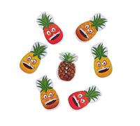 SiAura Material - 50 Stück Holzknöpfe Scrapbooking Ananas 39mm - 21mm, zufällig gemischt, 2 Löcher I Zum Nähen, Basteln und Dekorieren