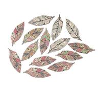 SiAura Material - 50 Stück Holzknöpfe Scrapbooking Weihnachten Blätter 42mm x 15mm, zufällig gemischt, 2 Löcher I Zum Nähen, Basteln und Dekorieren