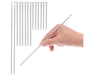 Sibba 14 Stück Nähen Nadeln Mit GroßEm öHr 3 Größen Edelstahl NäHnadeln Große Augen zum HandnäHen Edelstahlnadeln HandnäHnadeln Stopfnadeln Stricken Nadel Sticknadeln für Leder Lederreparatur Handwerk