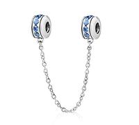 Sicherheitskette Charm 925 Sterling Silber Clip Charm Stopper Charm für Pandora Charm Armband (Ozeanblau)