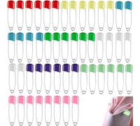 Sicherheitsnadeln 50 Stück 55mm Groß aus Edelstahl mit Kunststoffverschluss für Windeln, Kleidung, Nähen, DIY Projekte, Reisen und Haushalt praktisch und vielseitig verwendbar