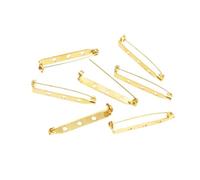 Sicherheitsnadeln für Kleidung, Packung mit 20 Messing-Sicherheitsnadeln drehbarem Verschluss for Broschenabzeichen, goldfarben, 20-38 mm(39.5 * 5mm)