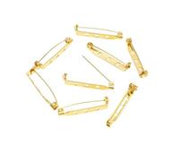 Sicherheitsnadeln für Kleidung, Packung mit 20 Messing-Sicherheitsnadeln drehbarem Verschluss for Broschenabzeichen, goldfarben, 20-38 mm(33.5 * 5mm)