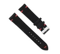 SiChouwz Echtes Leder Wildleder Uhrenarmband Retro 18mm 19mm 20mm 22mm Grau Blau Uhrenzubehör(Black-red wire,22mm)