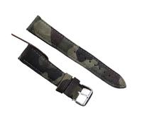SiChouwz Echtes Leder Wildleder Uhrenarmband Retro 18mm 19mm 20mm 22mm Grau Blau Uhrenzubehör(Camouflage bk green,20mm)