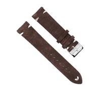 SiChouwz Echtes Leder Wildleder Uhrenarmband Retro 18mm 19mm 20mm 22mm Grau Blau Uhrenzubehör(Coffee-white wire,19mm)