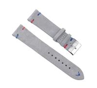 SiChouwz Echtes Leder Wildleder Uhrenarmband Retro 18mm 19mm 20mm 22mm Grau Blau Uhrenzubehör(Gray-red blue wire,24mm)