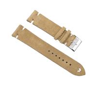 SiChouwz Echtes Leder Wildleder Uhrenarmband Retro 18mm 19mm 20mm 22mm Grau Blau Uhrenzubehör(Khaki-white wire,22mm)