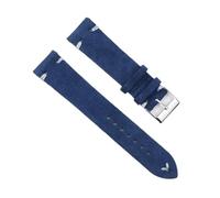 SiChouwz Echtes Leder Wildleder Uhrenarmband Retro 18mm 19mm 20mm 22mm Grau Blau Uhrenzubehör(Royalblue-white wire,18mm)