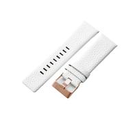 SiChouwz Kompatibel Mit Diesel Echtleder-Uhrenarmbändern Dz4318, Dz1405, Dz1206, Dornschließe, Atmungsaktiv, Wasserdicht, 24, 26, 28 Mm(White-Rose-K3,26mm)